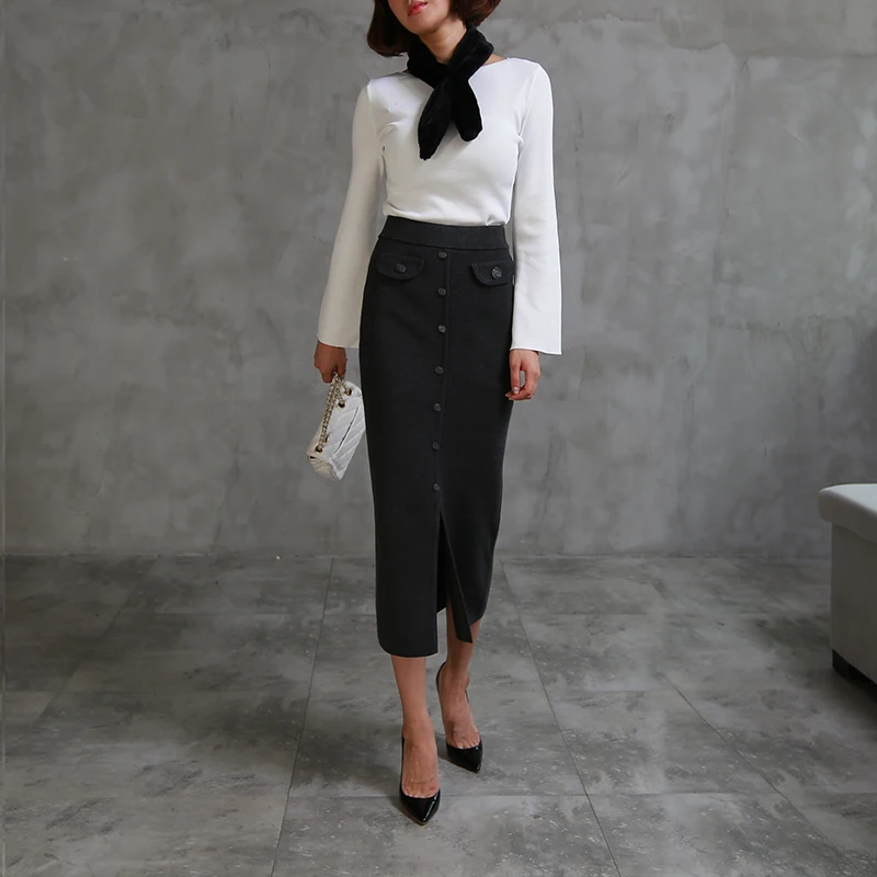 Free Shipping 2018 Autumn And Winter Warm Wool Knitted Stretch Slim Hip Pencil Skirt Front Slit Elastic High Waist Grey Skirts
Free Shipping 2018 Autumn And Winter Warm Wool Knitted Stretch Slim Hip Pencil Skirt Front Slit Elastic High Waist Grey Skirts