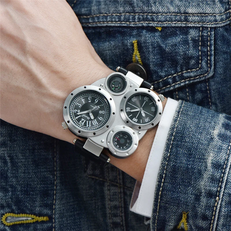 Oulm Watch Top Brand Men Watches Compass Thermometer Decoration Two Time Zone Clock Leather Man Casual Watches montre homme
Oulm Watch Top Brand Men Watches Compass Thermometer Decoration Two Time Zone Clock Leather Man Casual Watches montre homme