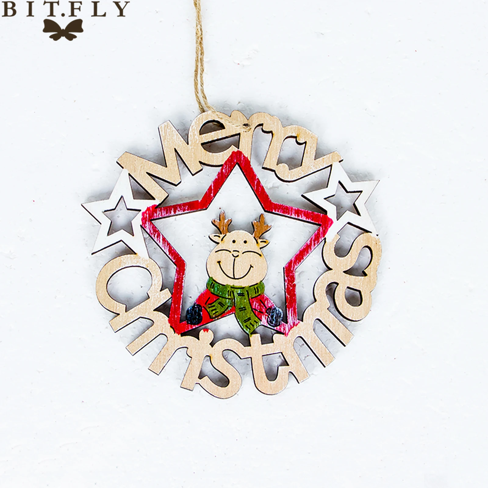 1pcs 12x13cm christmas wood pendants merry christmas wood santa