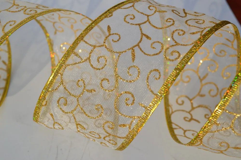 63mm 2.5" Chrismtas gold metallic gift packaging wired edge ribbon 10 Yard/lot Gold color Lace Ribbon Christmas Present
63mm 2.5" Chrismtas gold metallic gift packaging wired edge ribbon 10 Yard/lot Gold color Lace Ribbon Christmas Present