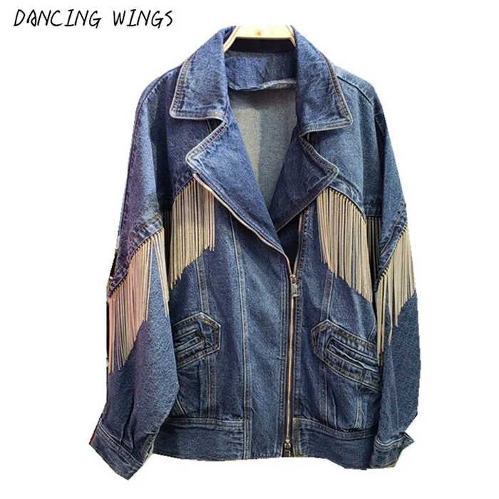 BF Style Spring Autumn Women's Loose Chain Tassel Denim Jacket Casual Blue Oversized Coat
BF Style Spring Autumn Women's Loose Chain Tassel Denim Jacket Casual Blue Oversized Coat
