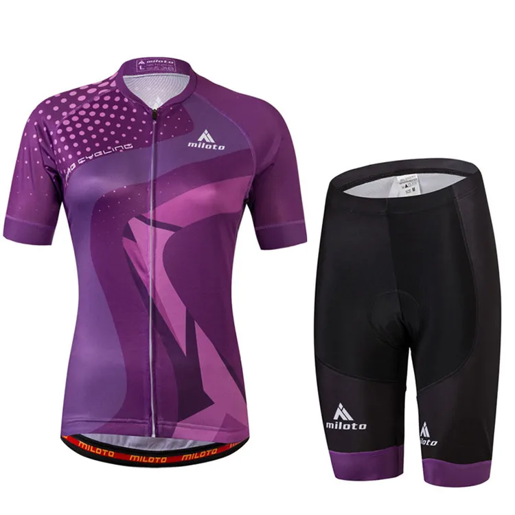 16 New Find the Womens Sports Wear MTB Bike Clothing Purple Fashion Summer Cycling Jersey Short Sleeve with bib pants breathable (15)