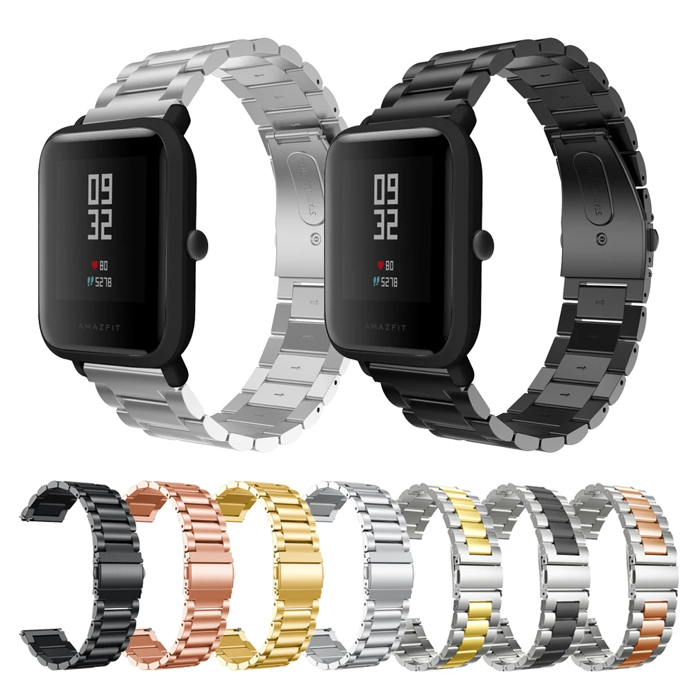 20mm Metal Stainless Steel Band for Xiaomi Huami Amazfit Bip Youth Smart watch Bracelet Strap Wrist | Наручные часы
