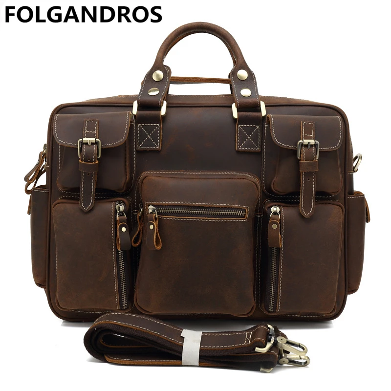 FOLGANDROS 2017 Vintage Crazy Horse Leather Handbag Office Business Briefcases Genuine Leather Messenger Shoulder Bag for Male
FOLGANDROS 2017 Vintage Crazy Horse Leather Handbag Office Business Briefcases Genuine Leather Messenger Shoulder Bag for Male