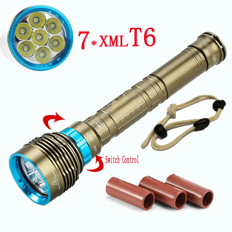 

7x XML T6 Underwater Diving Flashlight Waterproof XML-T6 8000Lm LED Torch Lamp Light Tactical flash light new