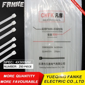 250Pcs/pack 4*300mm high quality Width 3.6mm White color National Standard Self-locking Plastic Nylon Cable Ties,Wire Zip Tie
250Pcs/pack 4*300mm high quality Width 3.6mm White color National Standard Self-locking Plastic Nylon Cable Ties,Wire Zip Tie