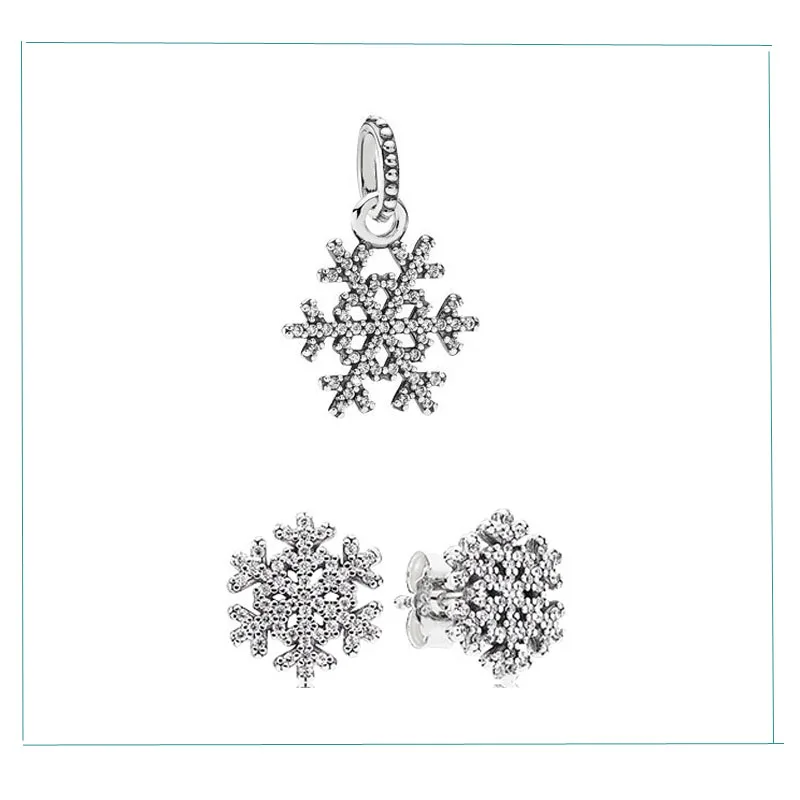 100% 925 Sterling Silver Sets With Clear Zircon Snowflake Pendant & Ear Studs DIY Jewelry Fit Silver Charm Bracelets For Women
100% 925 Sterling Silver Sets With Clear Zircon Snowflake Pendant & Ear Studs DIY Jewelry Fit Silver Charm Bracelets For Women