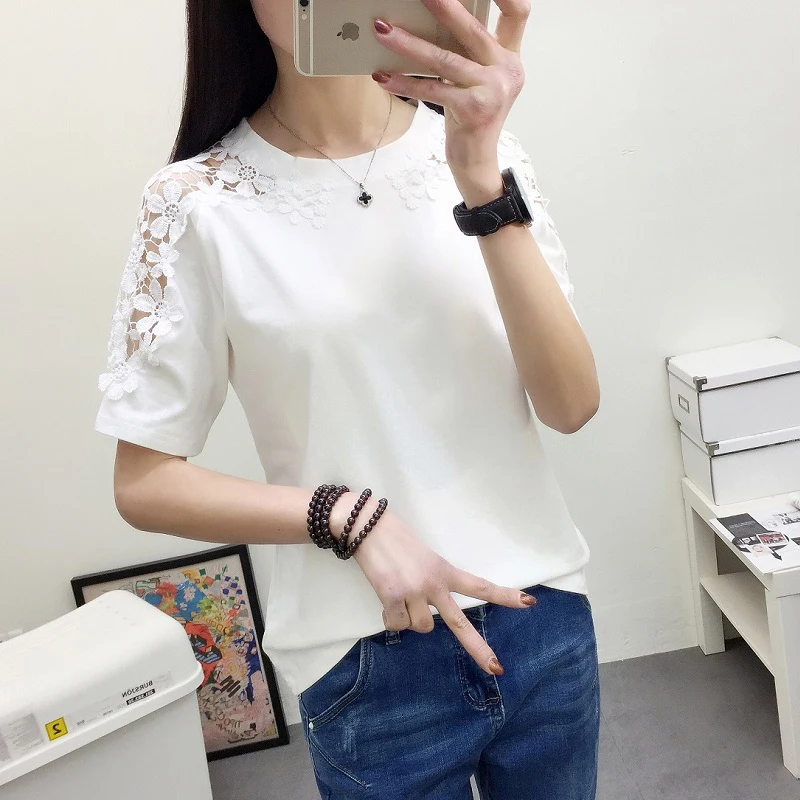 Women T Shirts Casual Lace Stitching Round Neck Short Sleeves Casual Slim Women Clothing Tops T-Shirts NS4265
Women T Shirts Casual Lace Stitching Round Neck Short Sleeves Casual Slim Women Clothing Tops T-Shirts NS4265