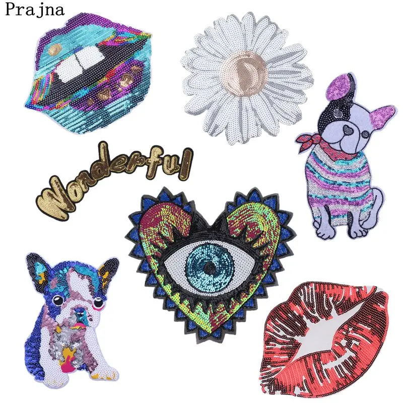 Prajna Retro Sequins Appliques Eyeball Patch Wonderful Kiss Dog Sew On Clothing Sticker Repair Accessory Stripe On T-shirt DIY
Prajna Retro Sequins Appliques Eyeball Patch Wonderful Kiss Dog Sew On Clothing Sticker Repair Accessory Stripe On T-shirt DIY