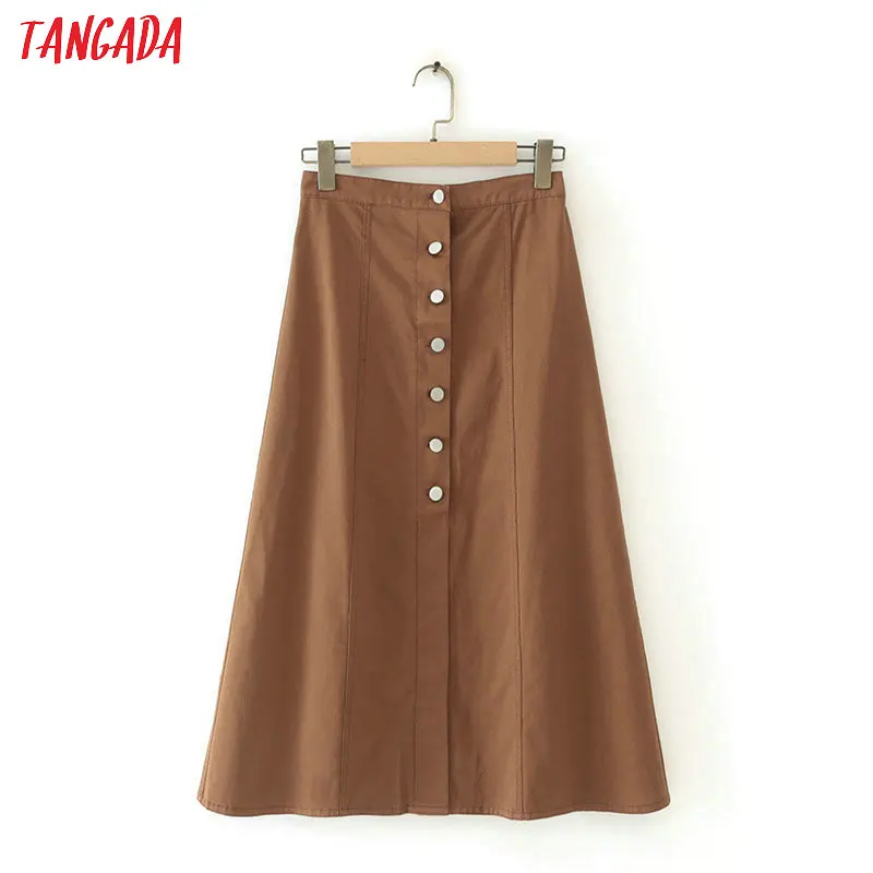 Tangada women vintage brown skirt buttons high waist ladies fashion elegant a line skirts faldas mujer 4T06
Tangada women vintage brown skirt buttons high waist ladies fashion elegant a line skirts faldas mujer 4T06