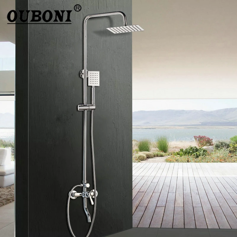 OUBONI Stainless Steel 2 Functions Bathroom Faucets Set Chrome Polish 8 Inch Rainfall Shower Head Mixer Faucet Adjust Height 
OUBONI Stainless Steel 2 Functions Bathroom Faucets Set Chrome Polish 8 Inch Rainfall Shower Head Mixer Faucet Adjust Height