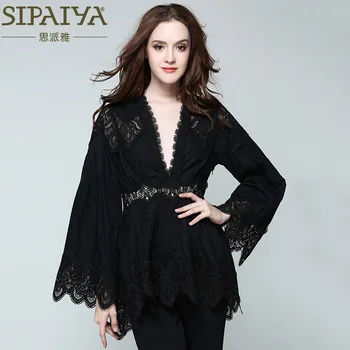 2017 Spring Floral Embroidery Lace Low V Blouse Shirt Fashion Style Sexy Ladies Flare Sleeve Blouse Office Ladies Women Tops
2017 Spring Floral Embroidery Lace Low V Blouse Shirt Fashion Style Sexy Ladies Flare Sleeve Blouse Office Ladies Women Tops