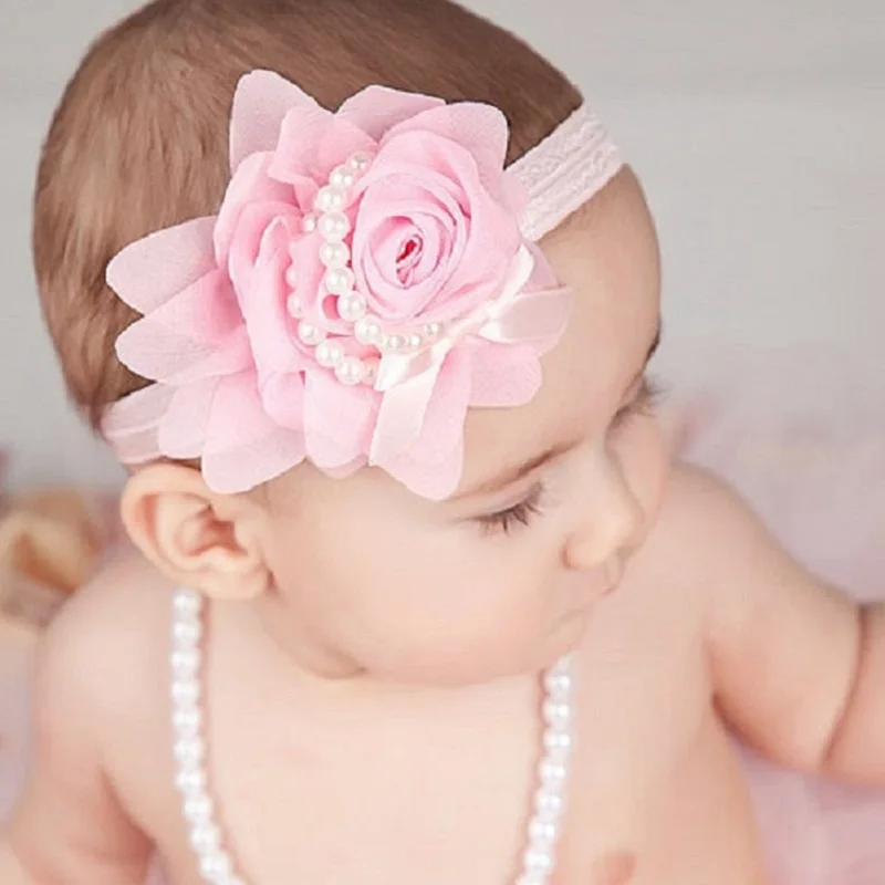 Повязка на голову для маленьких девочек повязка с цветами и жемчугом аксессуары