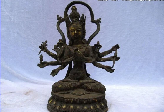 150401 S0180 12" Tibetan Buddhism Temple Bronze Copper 3 Face 8 Armed Bulmo Buddha Statue
150401 S0180 12" Tibetan Buddhism Temple Bronze Copper 3 Face 8 Armed Bulmo Buddha Statue