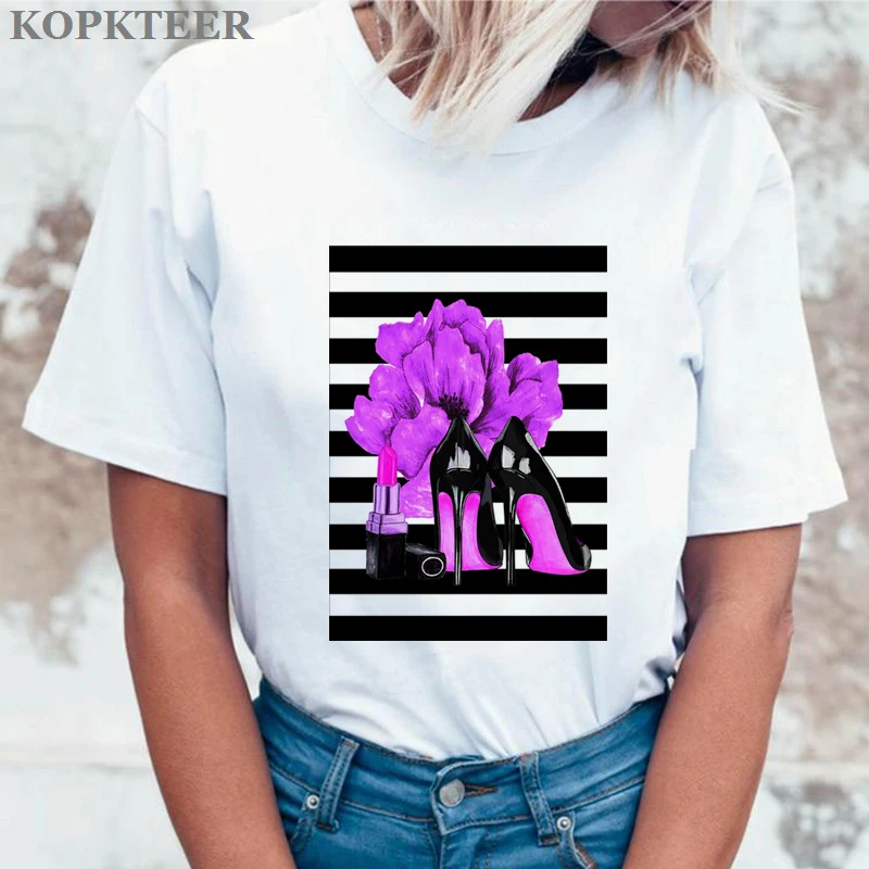 Women 2019 Summer Harajuku T Shirt Camiseta Mujer Flower Shoes and Lipstick Graphic Tees Kawaii Tops Streetwear Tee Shirt Femme
Women 2019 Summer Harajuku T Shirt Camiseta Mujer Flower Shoes and Lipstick Graphic Tees Kawaii Tops Streetwear Tee Shirt Femme