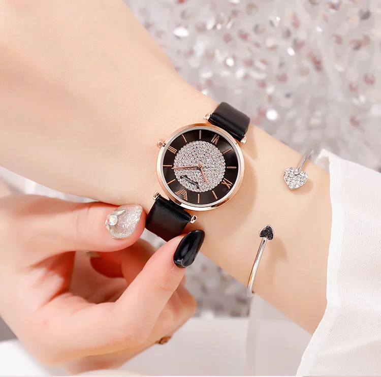 Luxury Brand Ladies Watch Star Sky Diamond Dial Women Bracelet Watches Magnetic Stainless Steel Leather Wristwatches Reloj Mujer 5