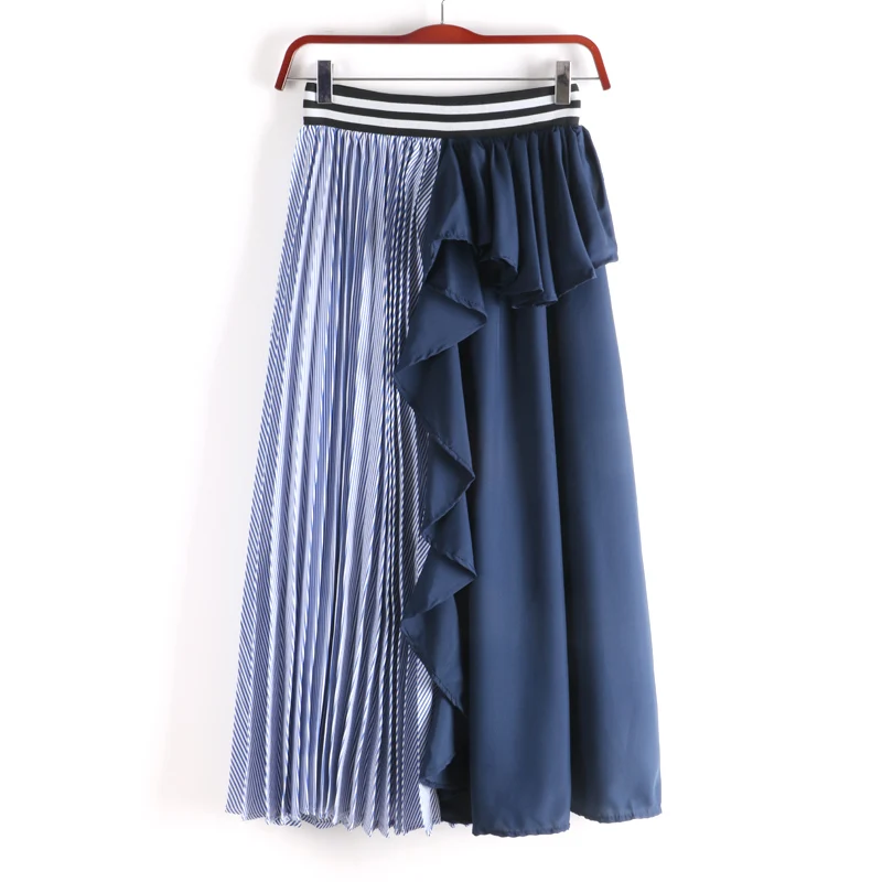 Skirts Womens High Street Fashion Ruffle Striped Patchwork Pleated Skirt Women Elastic High Waist Midi Long Summer Skirt Female
Skirts Womens High Street Fashion Ruffle Striped Patchwork Pleated Skirt Women Elastic High Waist Midi Long Summer Skirt Female