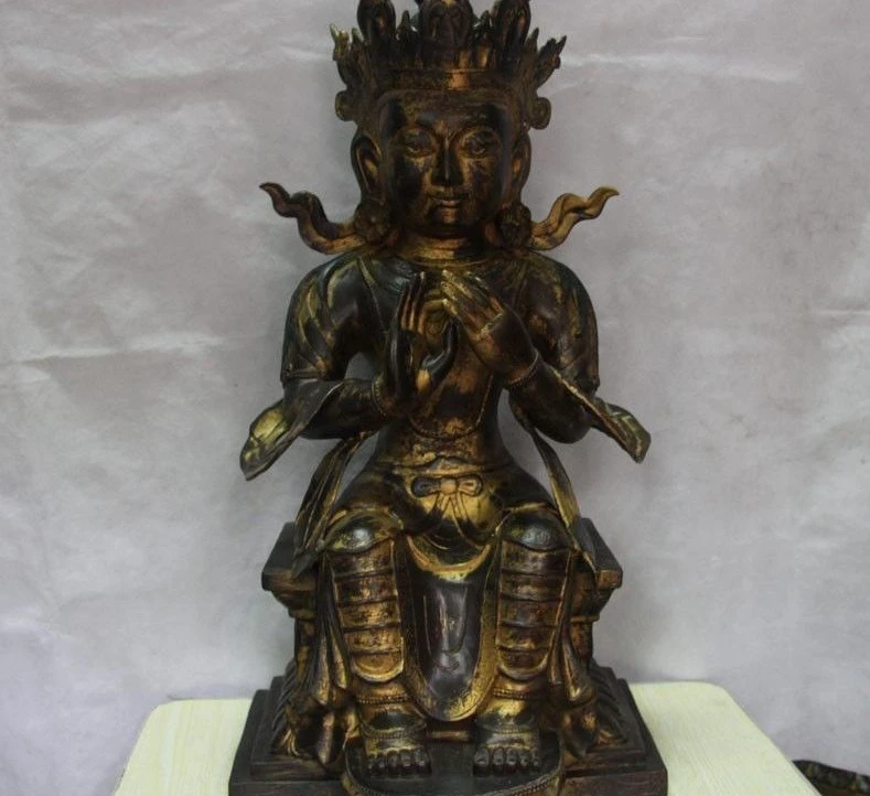Tibet Buddhism Folk Bronze Copper Temple Kwan-yin Guanyin Maitreya Buddha Statue
Tibet Buddhism Folk Bronze Copper Temple Kwan-yin Guanyin Maitreya Buddha Statue