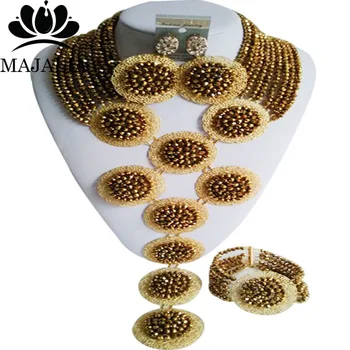 Majalia Luxury Golden color African Beads Jewelry Set Crystal Bea Bride Jewelry Nigerian Wedding Beads Jewelry Sets 10CP005
Majalia Luxury Golden color African Beads Jewelry Set Crystal Bea Bride Jewelry Nigerian Wedding Beads Jewelry Sets 10CP005