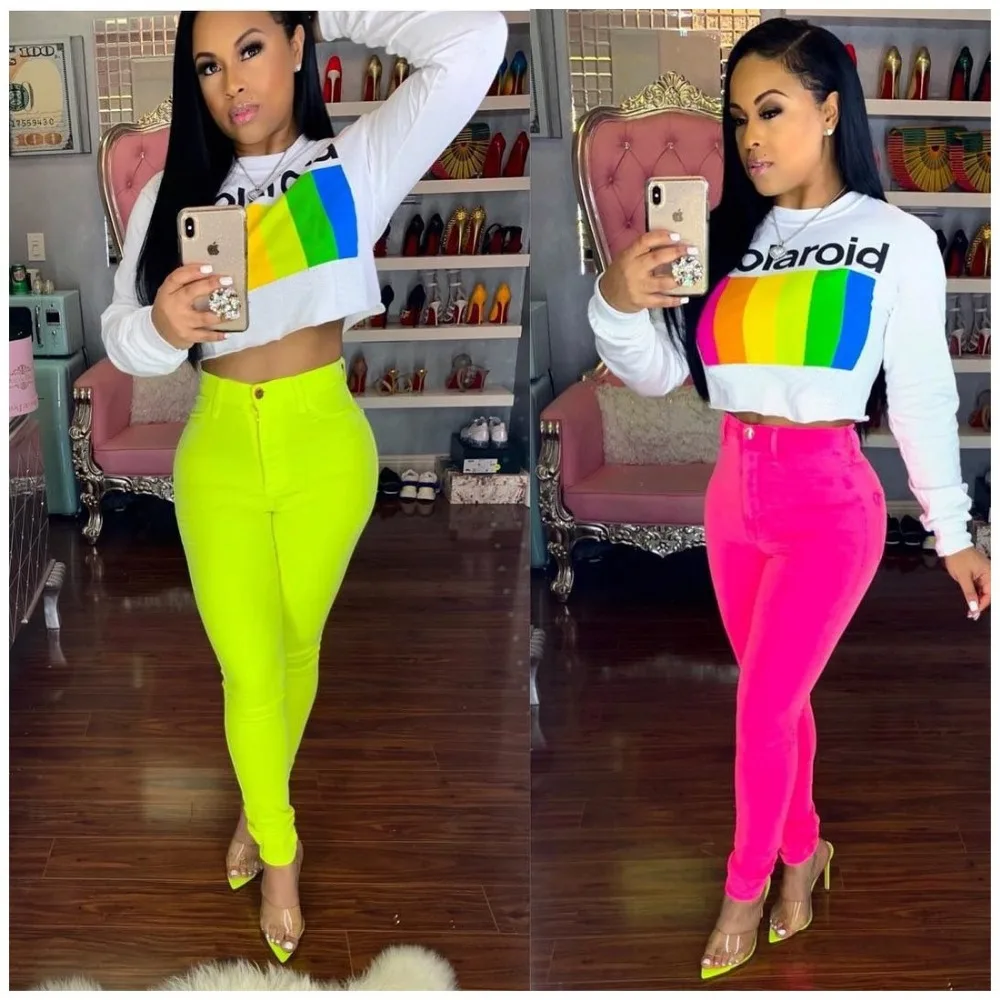 2019 Hot Street Fashion New Women's Rainbow Pattern Letters Digital Print Long-Sleeved Shirt T-Shirt O Neck Sexy Crop Top Y5087
2019 Hot Street Fashion New Women's Rainbow Pattern Letters Digital Print Long-Sleeved Shirt T-Shirt O Neck Sexy Crop Top Y5087