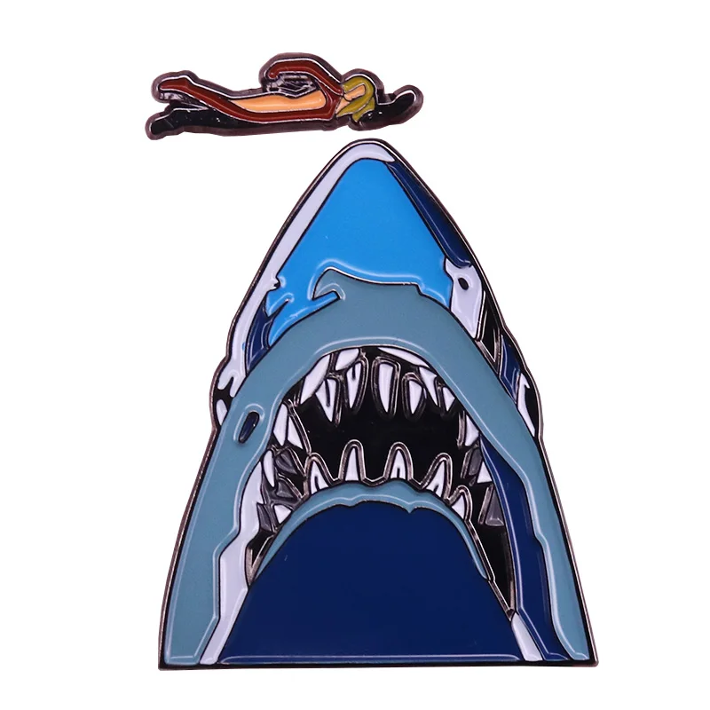 Swimming over shark mouth pin sets sexy woman brooch ocean fish horror art badge summer swim sports jewelry
Swimming over shark mouth pin sets sexy woman brooch ocean fish horror art badge summer swim sports jewelry