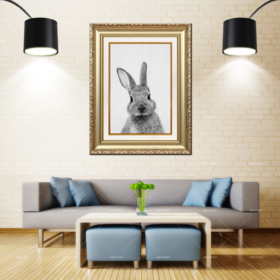 Artcozy Golden Frame Abstract hasen bilder schwarz weib Waterproof Canvas Painting | Дом и сад