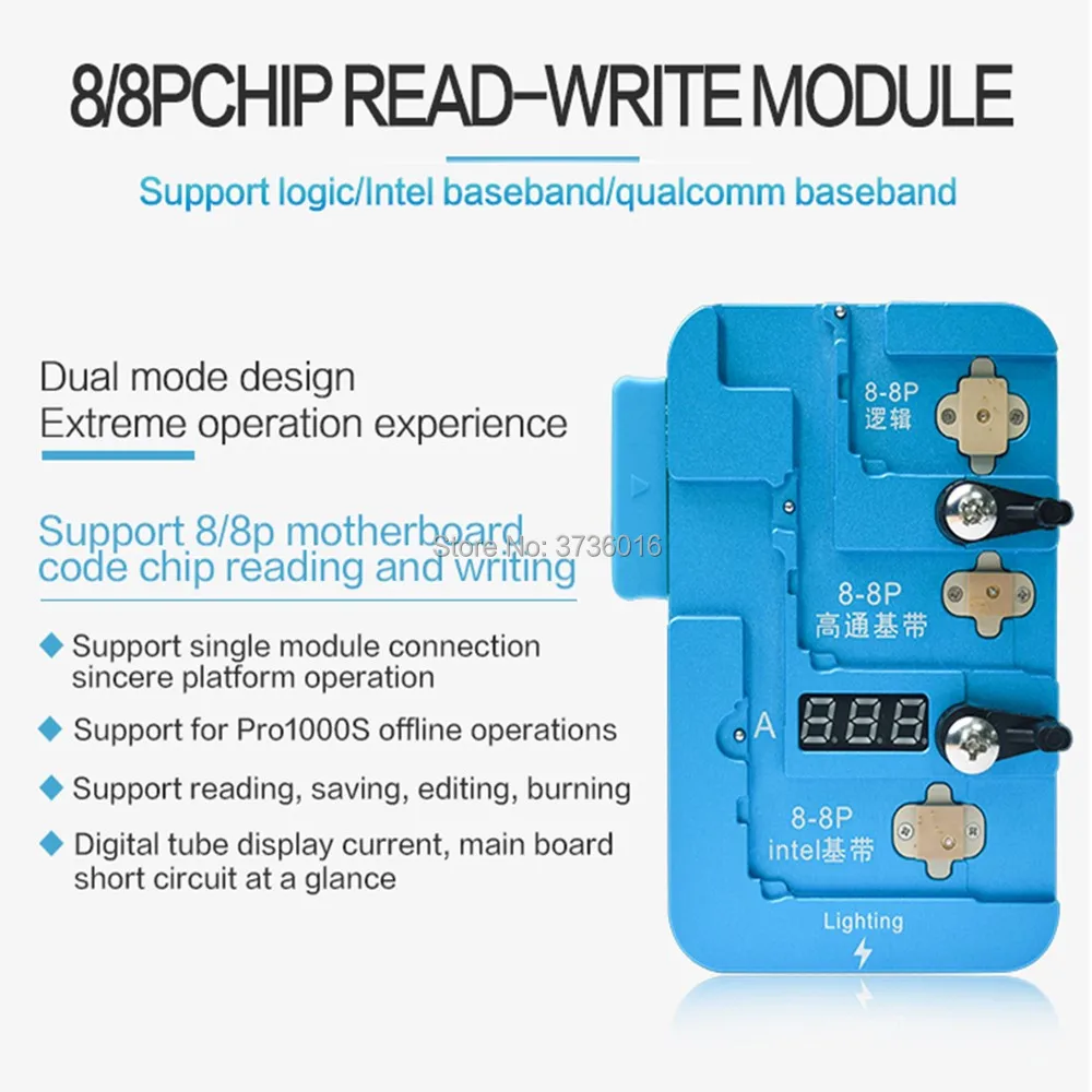 For iphone 8/8 plus logic/baseband chip reading ,saving ,editing ,burning programmer tools with JC PRO 1000S connection use
For iphone 8/8 plus logic/baseband chip reading ,saving ,editing ,burning programmer tools with JC PRO 1000S connection use