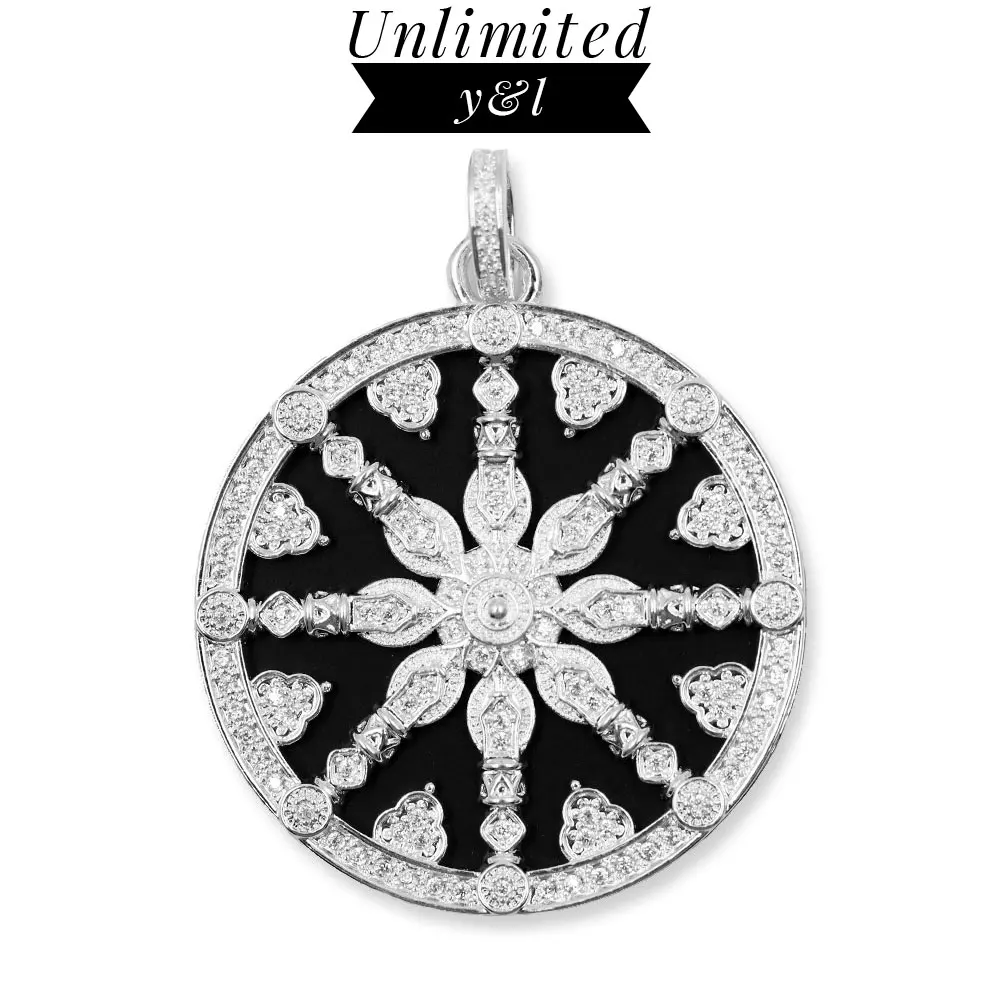 Black Karma Wheel Disc Pendants White CZ Thomas Style Thai 925 Sterling Silver Fashion DIY Jewelry Making Necklace Women Men
Black Karma Wheel Disc Pendants White CZ Thomas Style Thai 925 Sterling Silver Fashion DIY Jewelry Making Necklace Women Men