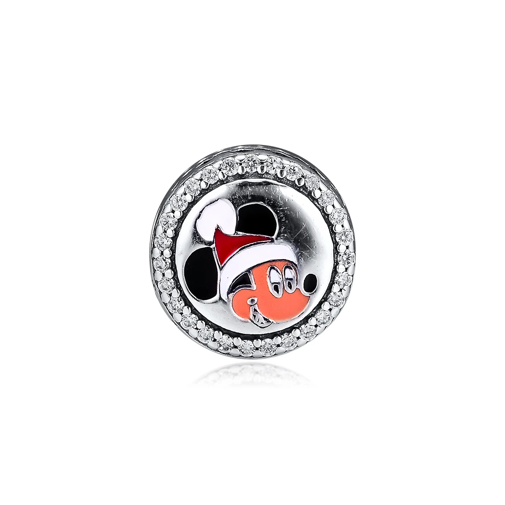 

CKK Mickey's Happy Holidays Charms 925 Original Fit Pandora Bracelets Sterling Silver Charm Beads for Jewelry Making Bead Bijoux