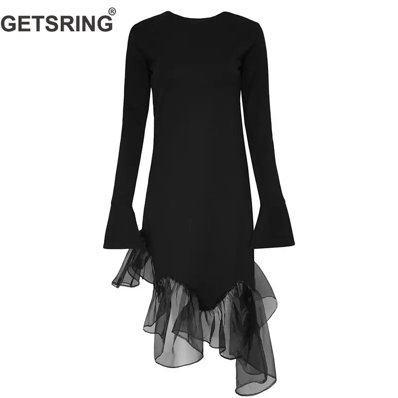 GETSRING Woman Dresses Irregular Mesh Stitching Fish tail Dress Women Black Asymmetry Flare Sleeve Party Dresses Plus Size 2019
GETSRING Woman Dresses Irregular Mesh Stitching Fish tail Dress Women Black Asymmetry Flare Sleeve Party Dresses Plus Size 2019