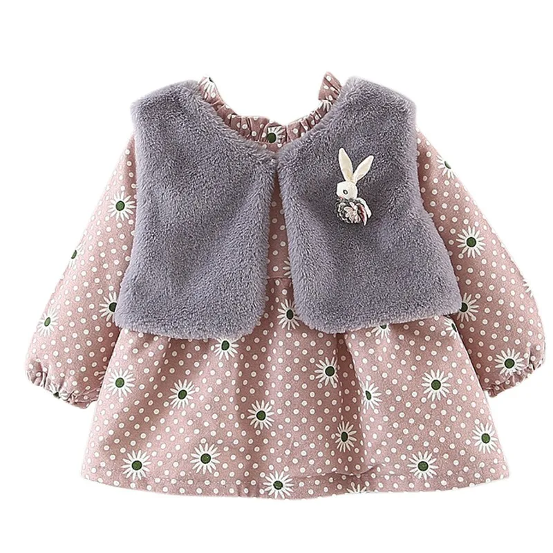 Autumn Winter Baby Girls Dress Kids Velvet Cute Print Long Sleeve Dress Plush Vest For Girls Plus 2Pcs/set Children Clothing
Autumn Winter Baby Girls Dress Kids Velvet Cute Print Long Sleeve Dress Plush Vest For Girls Plus 2Pcs/set Children Clothing