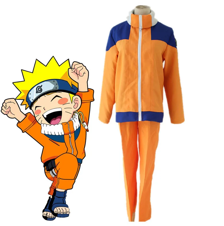 

Uzumaki Naruto Shippuden 1st Generation Ninja Uniform Cosplay Costume Full Set Halloween Costumes ( Jacket + Pants )