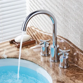 Kitchen bathroom full copper double handle three hole faucet hot and cold washable basin potable tap split wx5151139
Kitchen bathroom full copper double handle three hole faucet hot and cold washable basin potable tap split wx5151139