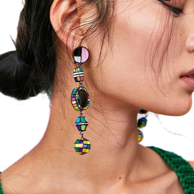 New Boho Long Colorful Metal Beads Pendants Drop Dangle Earrings For Women Enamel Handmade Geometry Earrings Charm ZA Jewelry
New Boho Long Colorful Metal Beads Pendants Drop Dangle Earrings For Women Enamel Handmade Geometry Earrings Charm ZA Jewelry