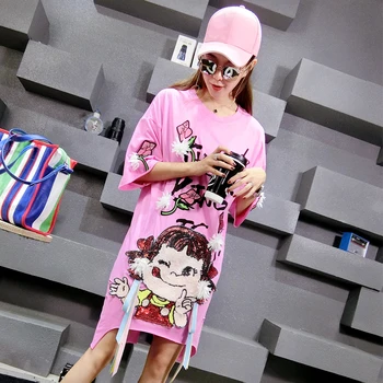 Tide brand in Thailand 2018 summer new ultra-subtraction age sequins doll T-shirt female loose large size was thin dress
Tide brand in Thailand 2018 summer new ultra-subtraction age sequins doll T-shirt female loose large size was thin dress