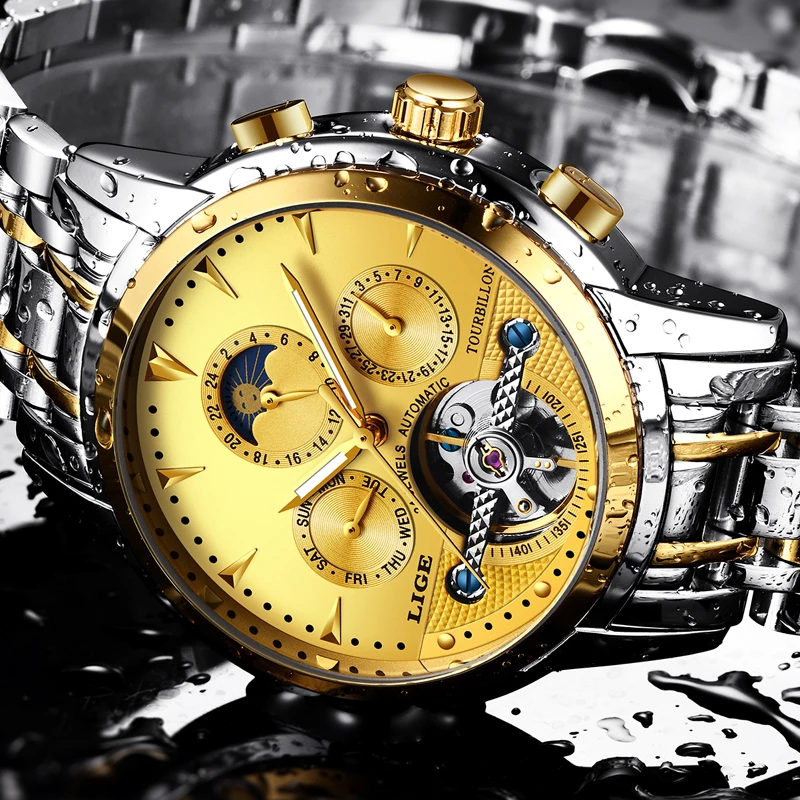 Men Mechanical Watchs LIGE Self-Wind Tourbillon Water Resistant Automatic Skeleton Business Wristwatch Mens Relojes Hombre 2018
Men Mechanical Watchs LIGE Self-Wind Tourbillon Water Resistant Automatic Skeleton Business Wristwatch Mens Relojes Hombre 2018