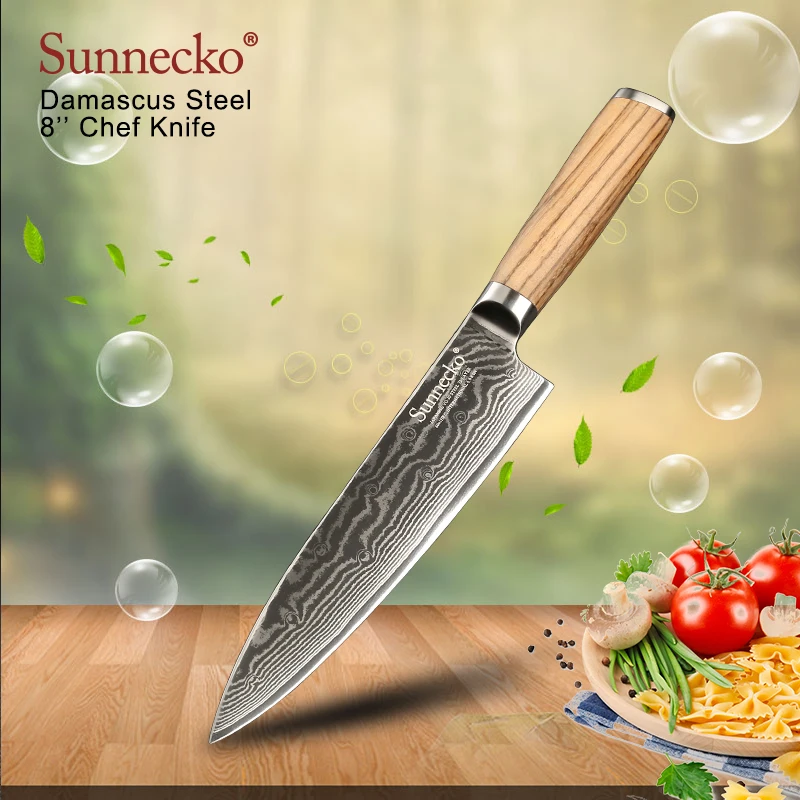 SUNNECKO профессиональный 8 "поварской нож дамасская сталь Сталь японский VG10 Кухня