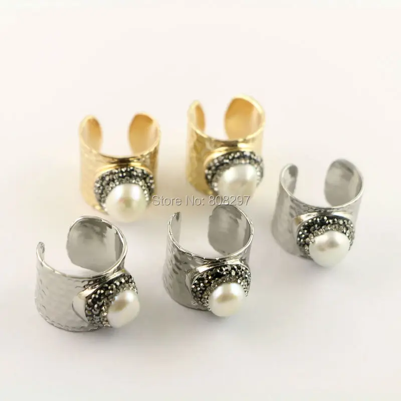 Popular 5Pcs Gold Color / Rhodium Plated Pave Rhinestone Crystal Pearl Ring Jewelry Finding
Popular 5Pcs Gold Color / Rhodium Plated Pave Rhinestone Crystal Pearl Ring Jewelry Finding
