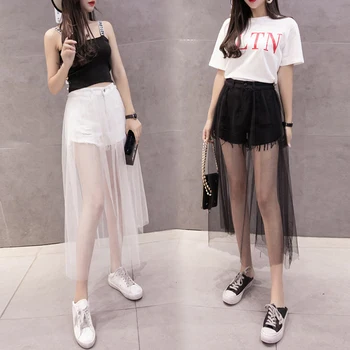 Fashion Summer High Waist Skirt With Shorts Women Mesh Skirts Casual Fake Two-piece Skirt Tassel Denim Shorts Female Short Jeans
Fashion Summer High Waist Skirt With Shorts Women Mesh Skirts Casual Fake Two-piece Skirt Tassel Denim Shorts Female Short Jeans