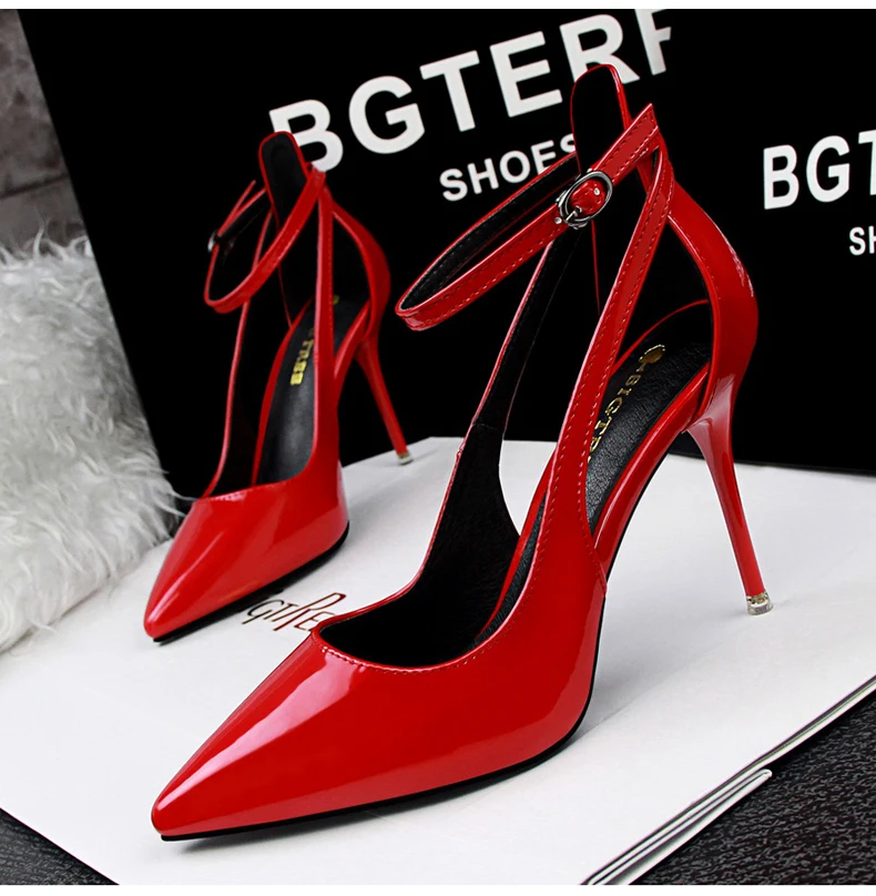 Women's Pumps Shoe Office Lady Heels Buckle Strap Wedding Women Shoes High Heels Sandals Silver Gold Shoes Woman High Heel 2018 (1)