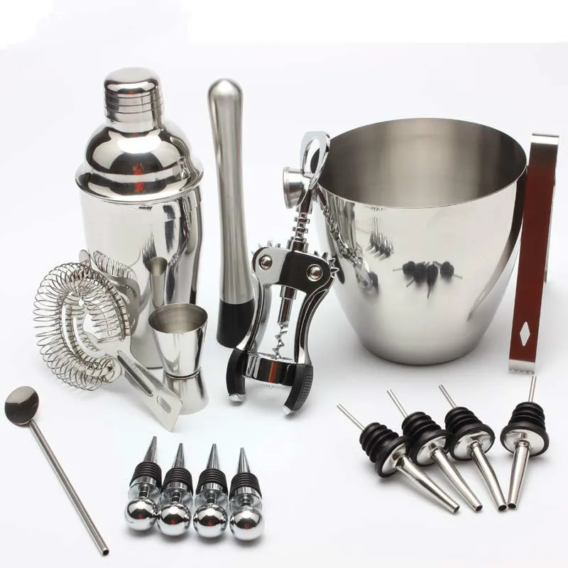 550ML 750ML Stainless Steel Cocktail Shaker Mixer Kit Bar Bartender Shaker Spoon Pourerstraw Ice Tong Tools Set With Wine Rack
550ML 750ML Stainless Steel Cocktail Shaker Mixer Kit Bar Bartender Shaker Spoon Pourerstraw Ice Tong Tools Set With Wine Rack