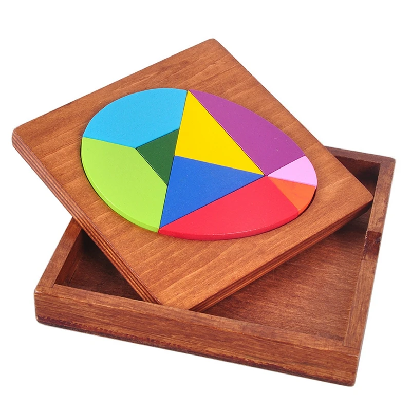 

Brain Teaser Game Colorful Egg Shape Wooden Tangram Puzzle IQ Logic Intellingent Toy Game for Kids Geometric Jigsaw Puzzle Board