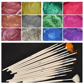 15pcs White Nail Brush Brushes Set Nail Paint Design Pen Tools with 12 colors mica powder for nail art
15pcs White Nail Brush Brushes Set Nail Paint Design Pen Tools with 12 colors mica powder for nail art