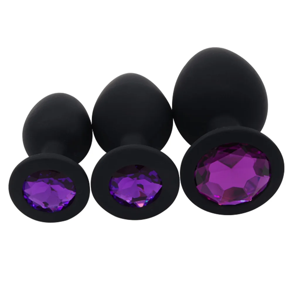3pcs Crystal Jewelry Butt Plug Colorful Toy Massager Silicone Anal Plug Sex Toys
