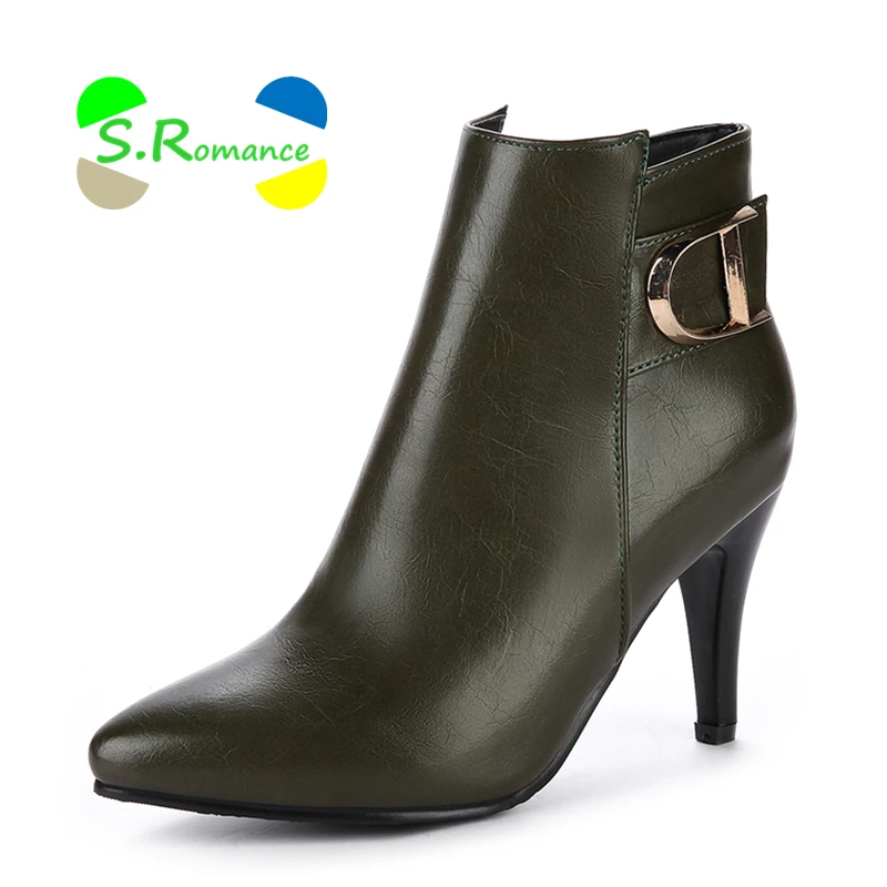 S.Romance Women Ankle Boots Size 34-43 High Heels PU Upper Zipper Pointed Toe D Metal Decoration Women's Autumn Shoes SB127
S.Romance Women Ankle Boots Size 34-43 High Heels PU Upper Zipper Pointed Toe D Metal Decoration Women's Autumn Shoes SB127