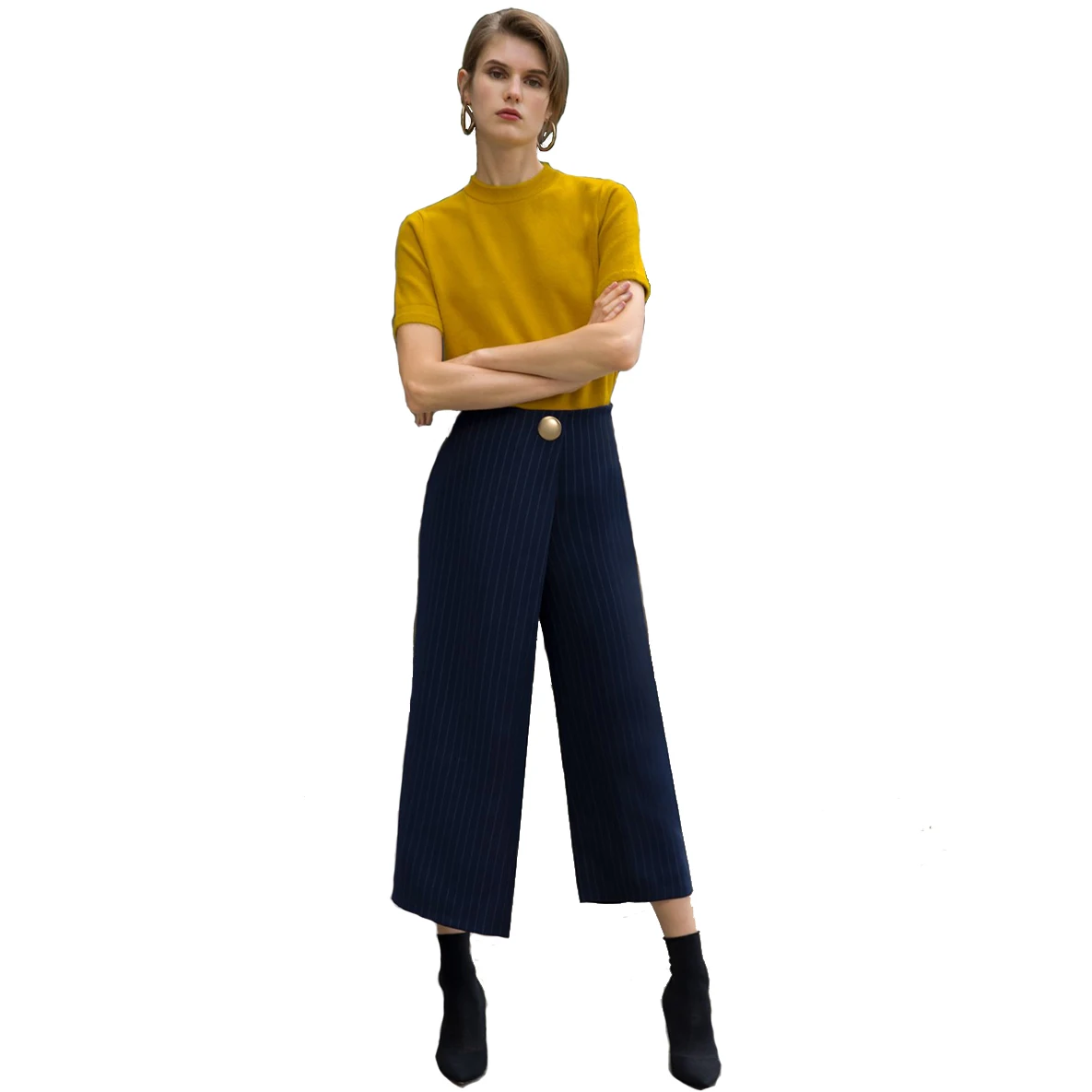 Women Striped Ankle-Length Wide Leg Pants New Fashion Casual Pants Summer Trousers Women Loose Button Down High Waist Pants
Women Striped Ankle-Length Wide Leg Pants New Fashion Casual Pants Summer Trousers Women Loose Button Down High Waist Pants