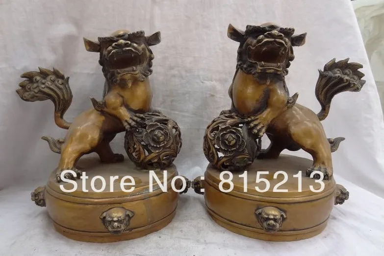 wang 000262 10" China Bronze Sculpture JiXiang Foo Fu Dog Lion Xi Flower Ball Statue Pair
wang 000262 10" China Bronze Sculpture JiXiang Foo Fu Dog Lion Xi Flower Ball Statue Pair