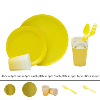 40pcs Yellow Happy Birthday Series Disposable Tableware Set Paper Cup/Plate/Spoon/Forks For Home Kids Birthday Party Decoration
40pcs Yellow Happy Birthday Series Disposable Tableware Set Paper Cup/Plate/Spoon/Forks For Home Kids Birthday Party Decoration