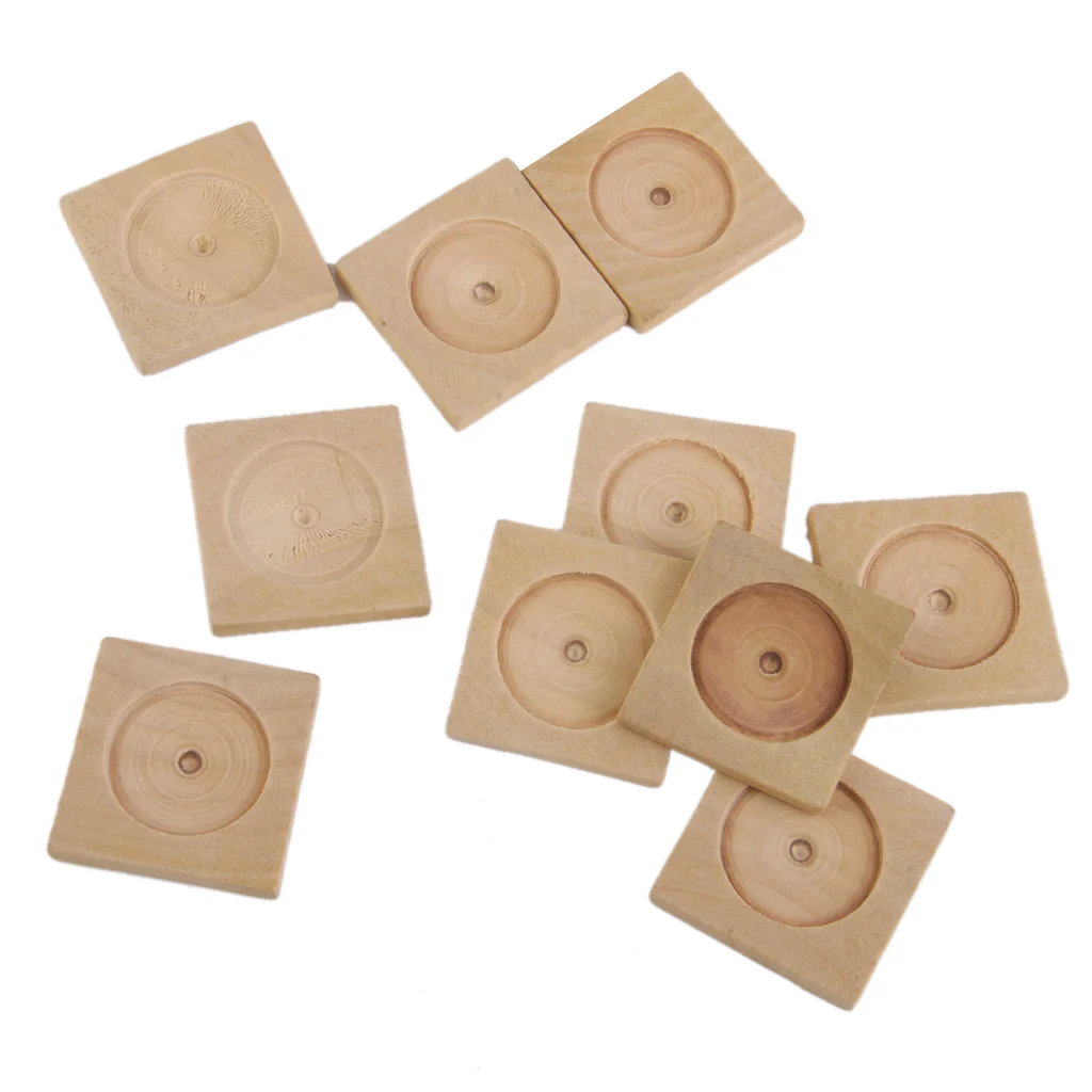 20pcs Vintage Square Wood Cameo Cabochon Setting Base Tray Pendants DIY Necklace Jewelry Making Accessories Findings 25mm