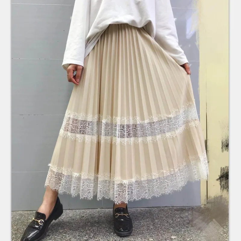 5 Colors Available 2019 Spring New Arrival Slim Sweet Fairy Long Skirts For Women Lace Stitching Pleated Skirt Free Shipping
5 Colors Available 2019 Spring New Arrival Slim Sweet Fairy Long Skirts For Women Lace Stitching Pleated Skirt Free Shipping